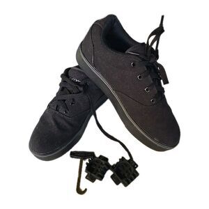 Heelys Shoes Mens Size 7 Launch 770155 Triple Black Canvas Wheels Skate Shoes1